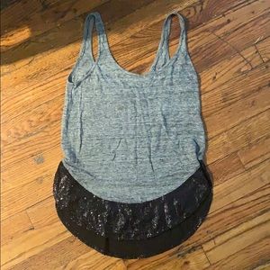 PKJ grey tank with black sequins